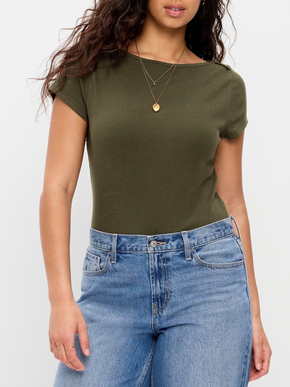 Old Navy Women’s Snug Boatneck T-Shirt - Forest Tapestry XXL